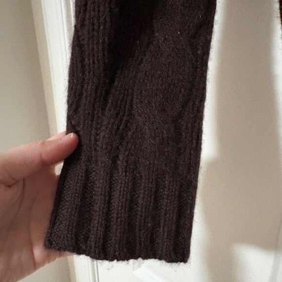 POLO Ralph Lauren 100% Cable-knit Cashmere Chocolate Brown Turtleneck - Picture 8 of 9